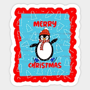 CHRISTMAS Sweater Skating Penguin Sticker